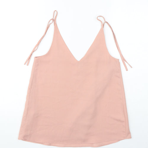 River Island Womens Pink Polyester Basic Tank Size 6 V-Neck