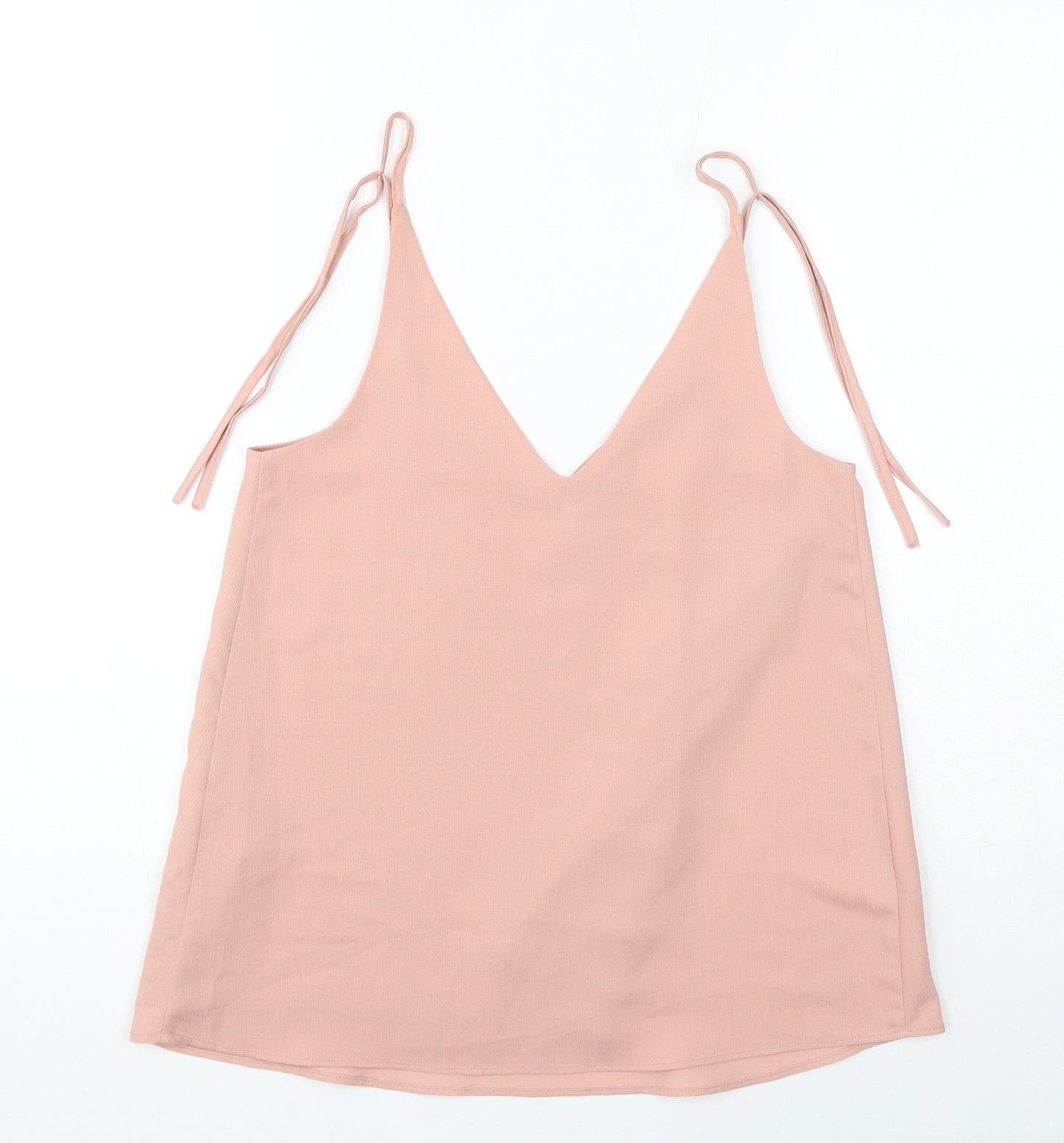 River Island Womens Pink Polyester Basic Tank Size 6 V-Neck