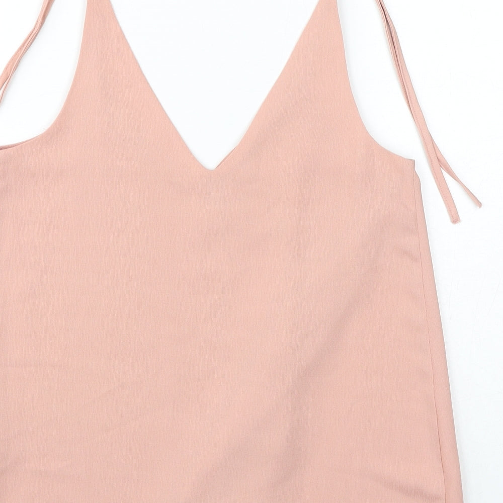 River Island Womens Pink Polyester Basic Tank Size 6 V-Neck