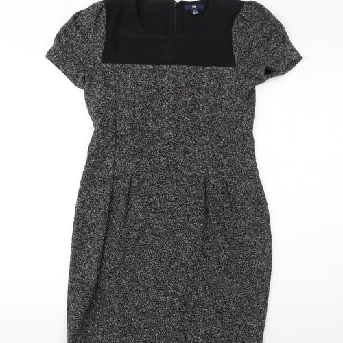 Gap Womens Grey Polyester Pencil Dress Size 8 Round Neck Zip - Pleated