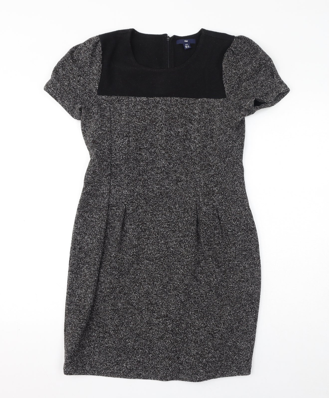 Gap Womens Grey Polyester Pencil Dress Size 8 Round Neck Zip - Pleated
