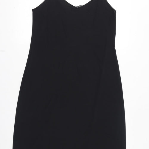 Marks and Spencer Womens Black Solid Polyester Cami Dress Size 14 - Lace Detail