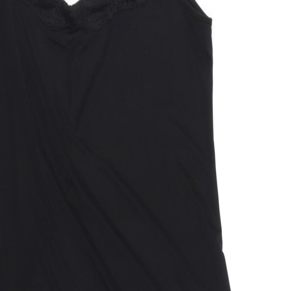 Marks and Spencer Womens Black Solid Polyester Cami Dress Size 14 - Lace Detail