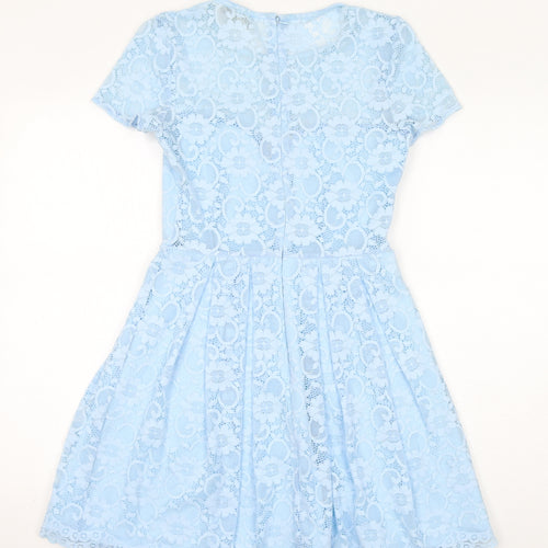 ASOS Womens Blue Polyester A-Line Size 10 Round Neck Zip