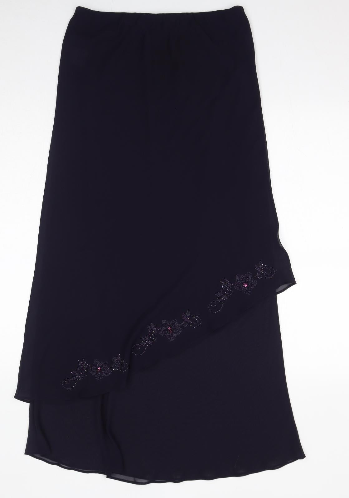 Per Una Womens Purple Polyester A-Line Skirt Size 12 - Beads, Sequins, Embroidery