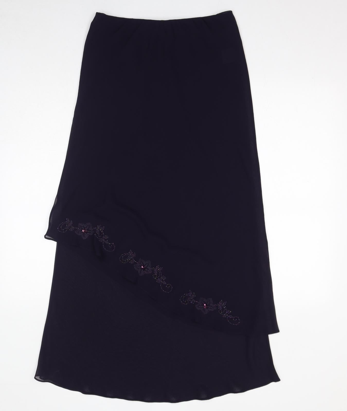 Per Una Womens Purple Polyester A-Line Skirt Size 12 - Beads, Sequins, Embroidery