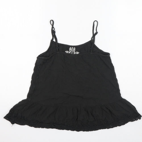 Mossimo Womens Black Geometric Viscose Basic Tank Size S Square Neck - Embroidery