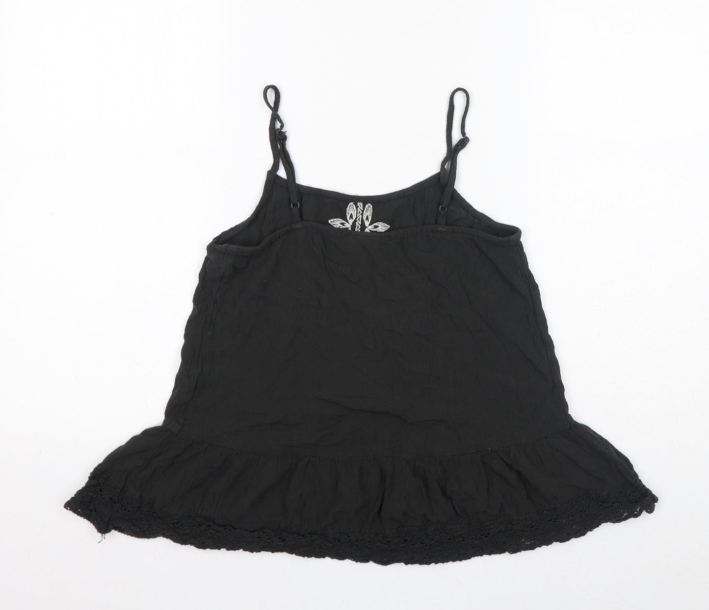 Mossimo Womens Black Geometric Viscose Basic Tank Size S Square Neck - Embroidery