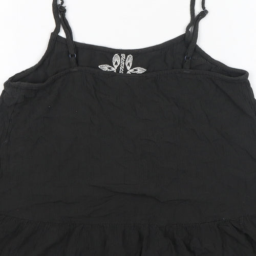 Mossimo Womens Black Geometric Viscose Basic Tank Size S Square Neck - Embroidery