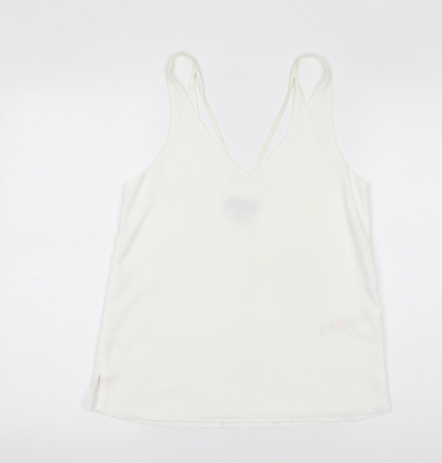 Topshop Womens White Polyester Camisole Tank Size 8 V-Neck - Sheer