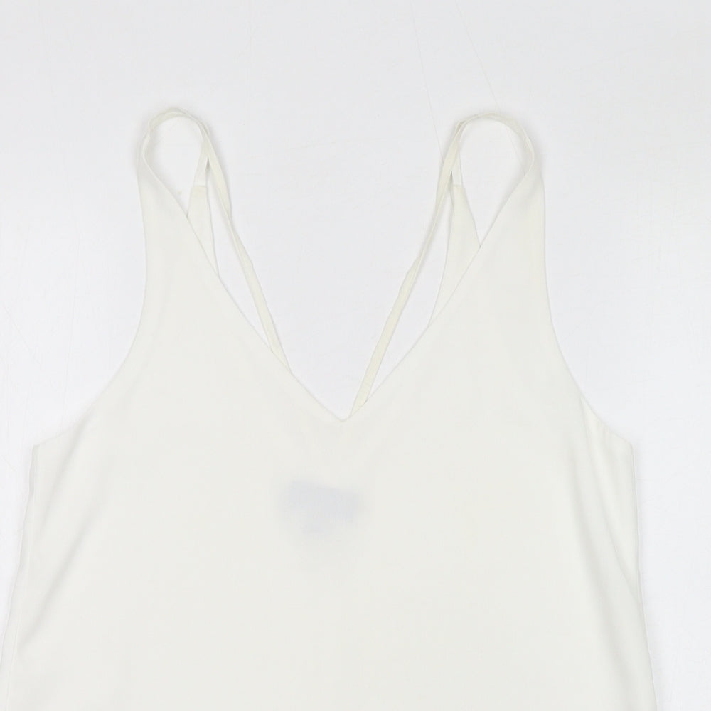 Topshop Womens White Polyester Camisole Tank Size 8 V-Neck - Sheer
