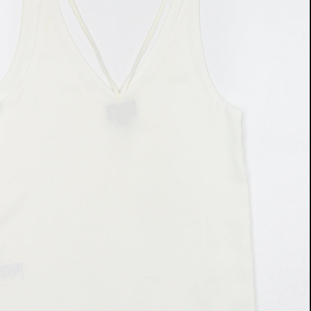 Topshop Womens White Polyester Camisole Tank Size 8 V-Neck - Sheer