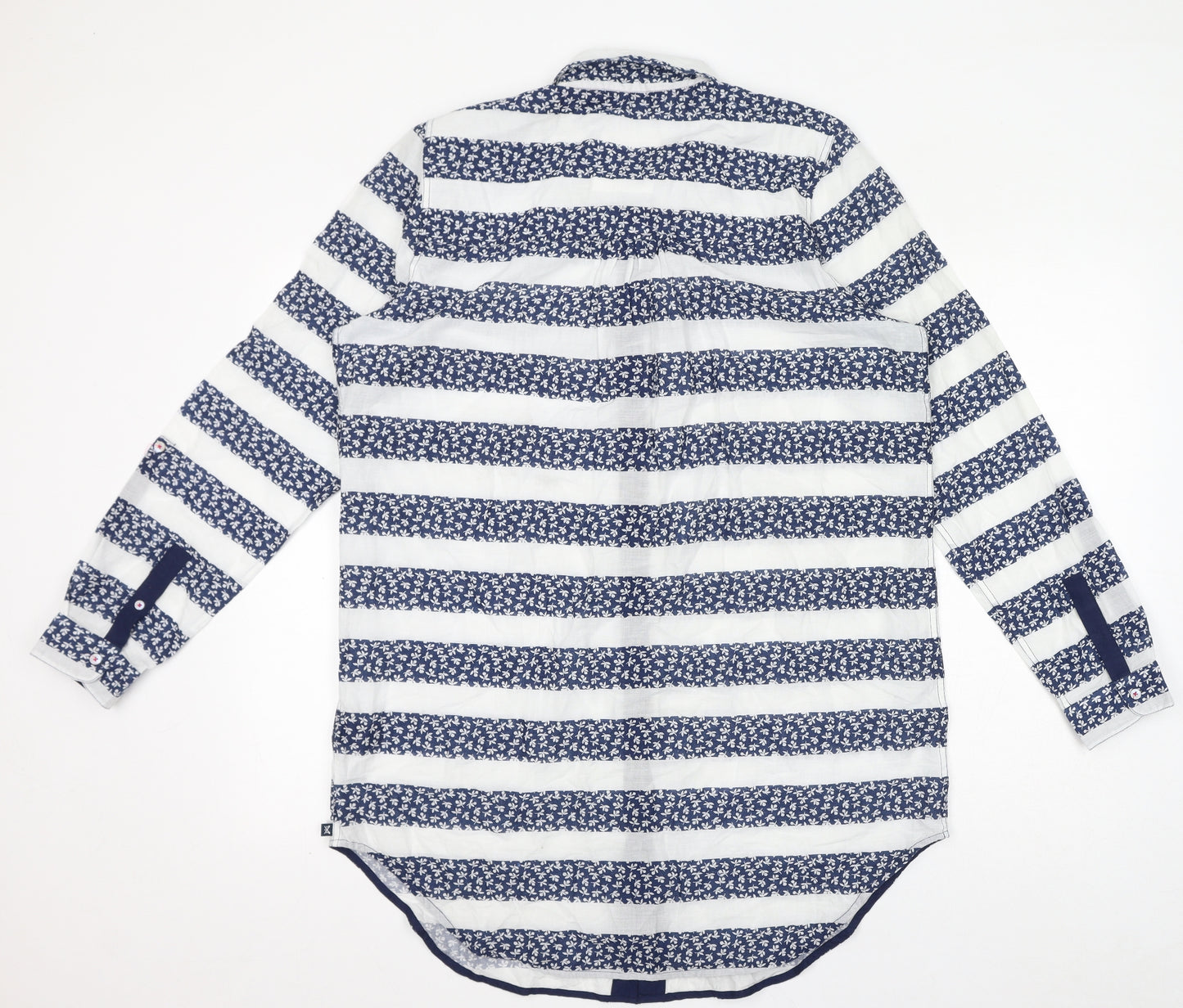 Crew Clothing Womens Blue Striped Cotton Tunic Button-Up Size 16 Collared