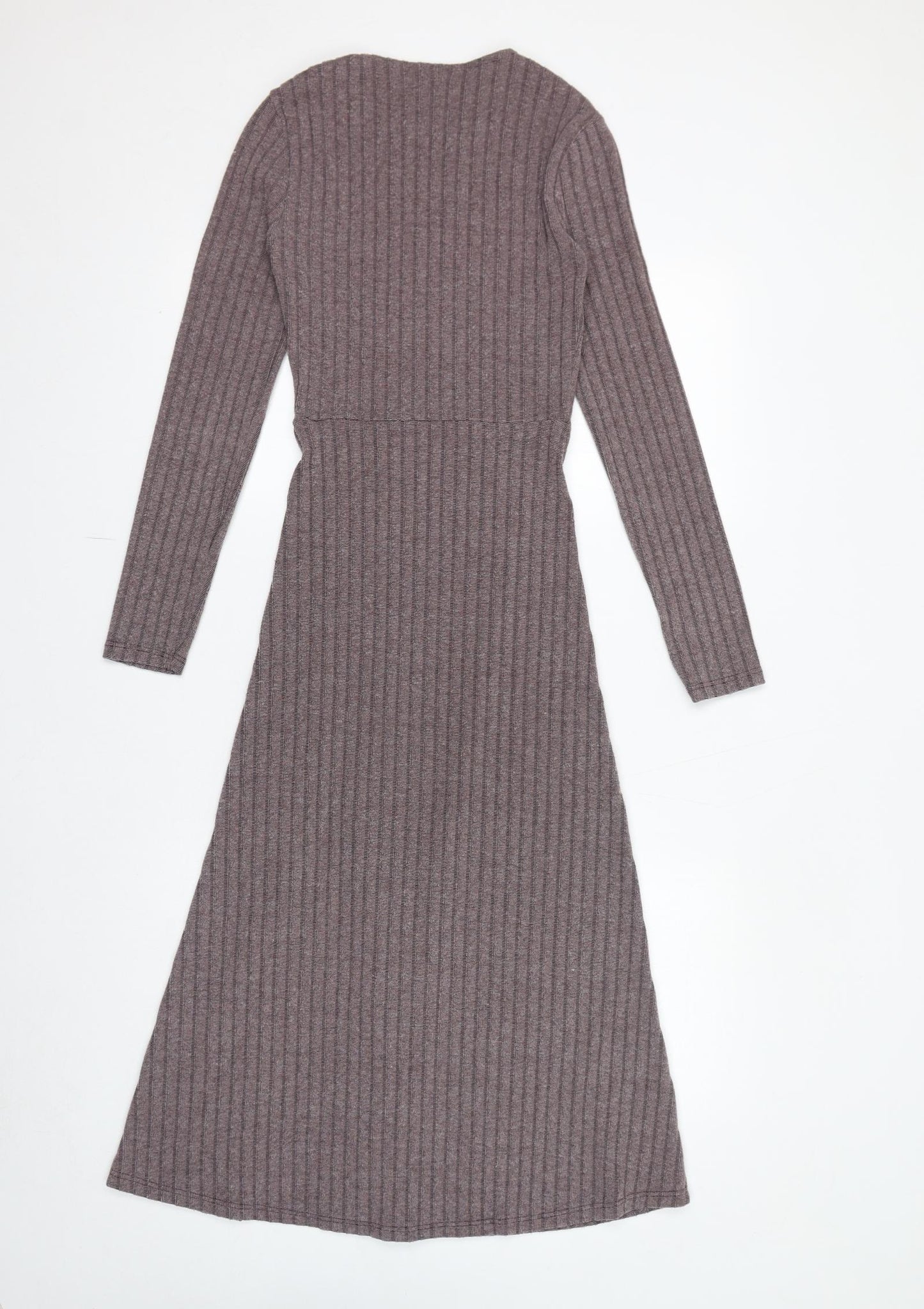 River Island Womens Pink Polyester Bodycon Size 6 Round Neck Pullover - Side Slits