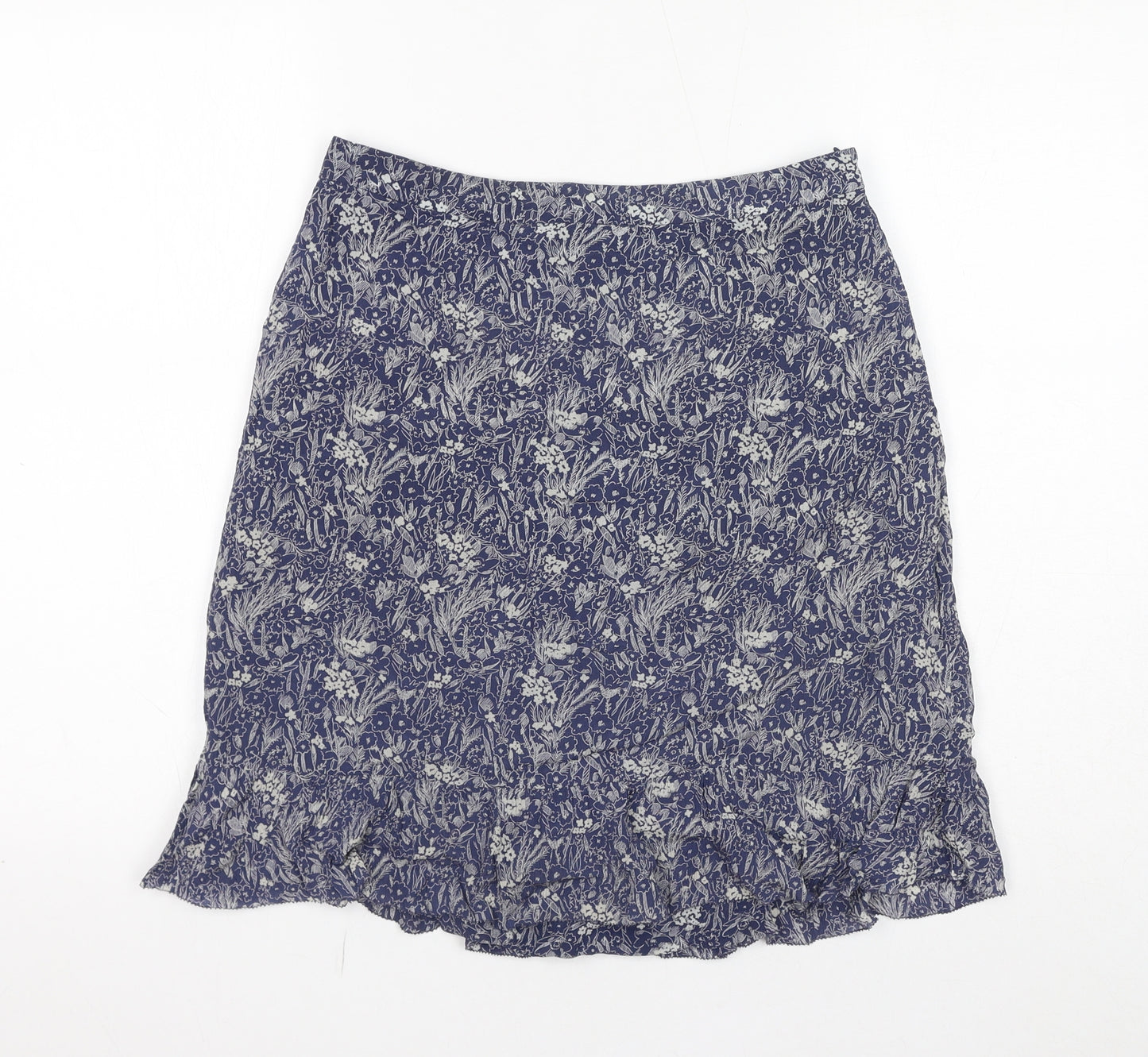 Jigsaw Womens Blue Floral Silk Mini Skirt Size 8 Zip