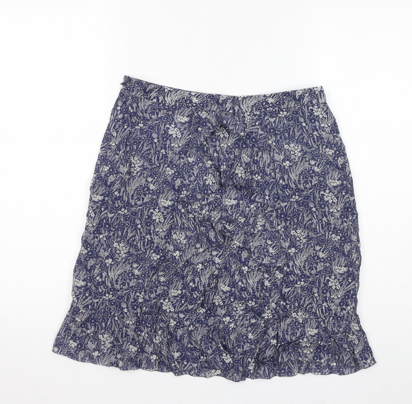 Jigsaw Womens Blue Floral Silk Mini Skirt Size 8 Zip