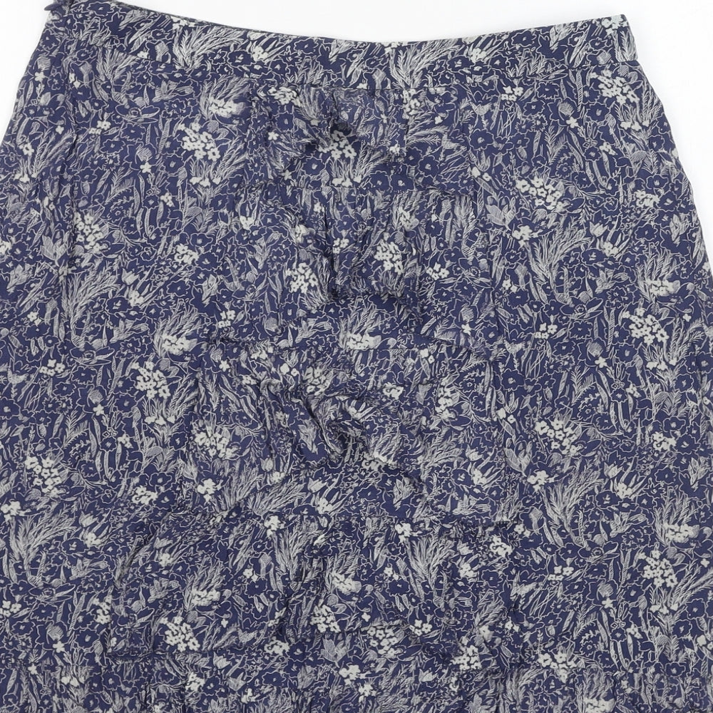 Jigsaw Womens Blue Floral Silk Mini Skirt Size 8 Zip