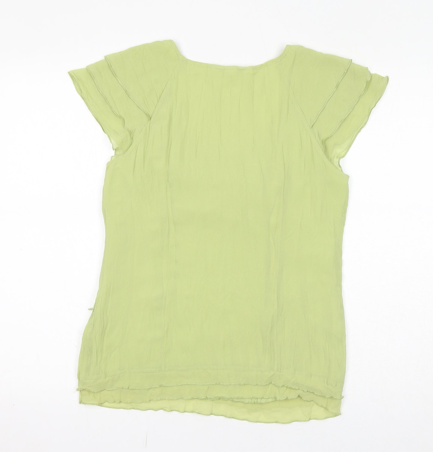 Per Una Womens Green Polyester Basic Blouse Size 10 Round Neck - Ruffles