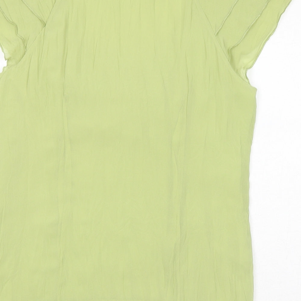 Per Una Womens Green Polyester Basic Blouse Size 10 Round Neck - Ruffles