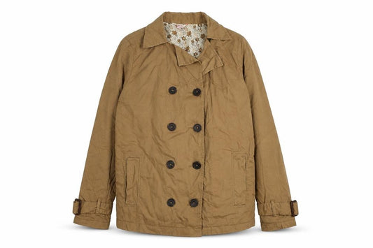 Front view of Simply Be women’s brown jacket, size UK 14, button