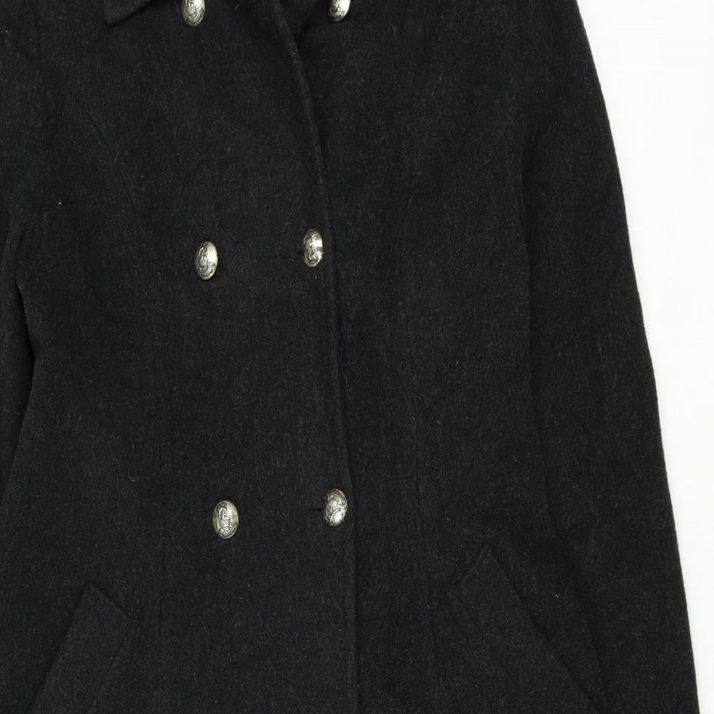 St Bernard Womens Black Pea Coat Coat Size 12 Button