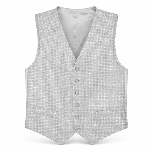 1860 Menswear Mens Silver Geometric Polyester Jacket Suit Waistcoat Size 36 Regular