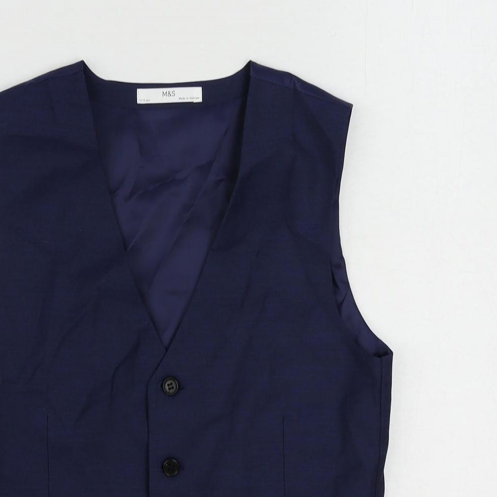 Marks and Spencer Boys Blue Jacket Waistcoat Size 12-13 Years Button