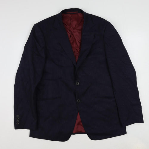 Marks and Spencer Mens Blue Striped Wool Jacket Suit Jacket Size 40 Regular