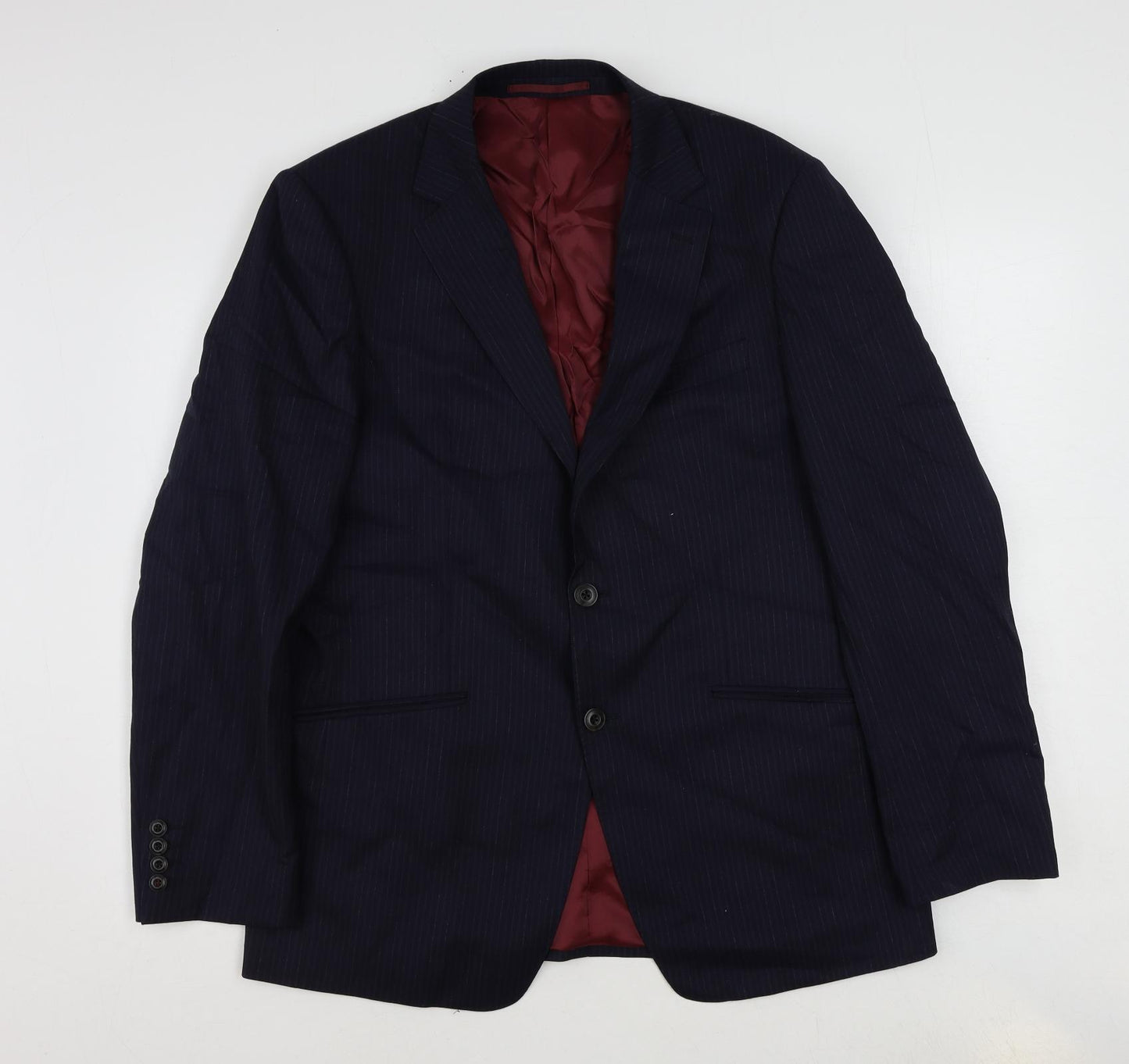 Marks and Spencer Mens Blue Striped Wool Jacket Suit Jacket Size 40 Regular