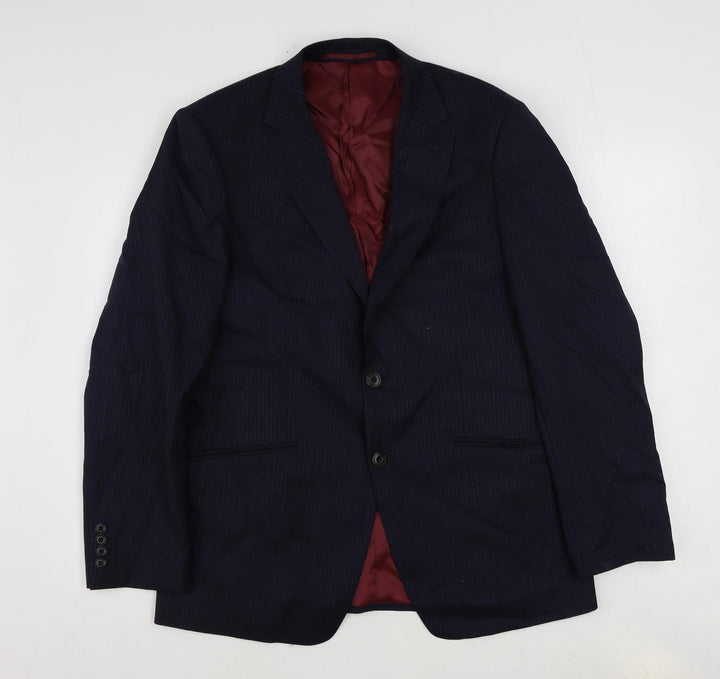 Marks and Spencer Mens Blue Striped Wool Jacket Suit Jacket Size 40 Regular