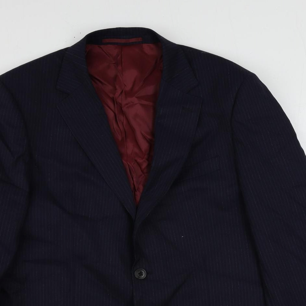 Marks and Spencer Mens Blue Striped Wool Jacket Suit Jacket Size 40 Regular