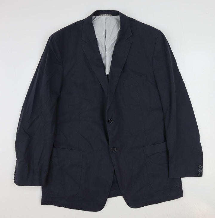 Saint Hilaire Mens Blue Viscose Jacket Suit Jacket Size 46 Regular