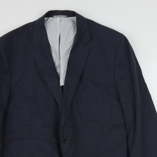 Saint Hilaire Mens Blue Viscose Jacket Suit Jacket Size 46 Regular