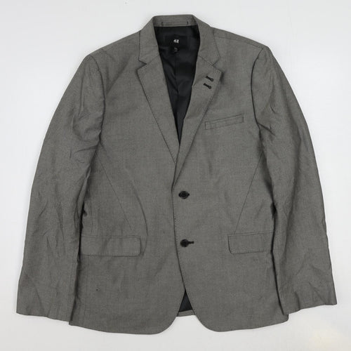H&M Mens Grey Cotton Jacket Suit Jacket Size 44 Regular