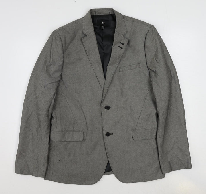 H&M Mens Grey Cotton Jacket Suit Jacket Size 44 Regular