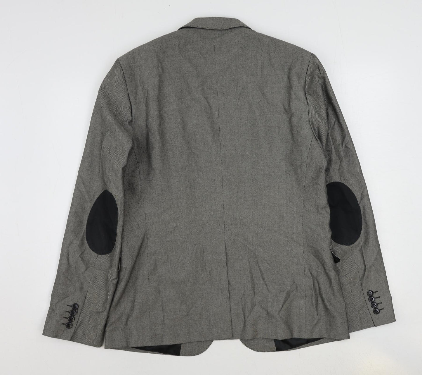 H&M Mens Grey Cotton Jacket Suit Jacket Size 44 Regular
