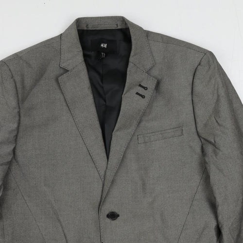H&M Mens Grey Cotton Jacket Suit Jacket Size 44 Regular