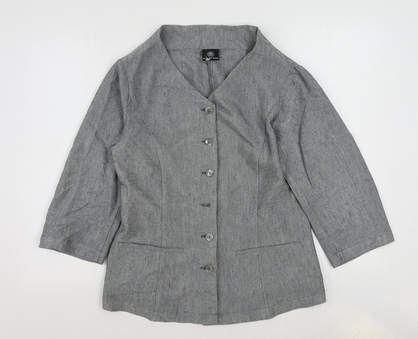 Bitte Kai Rand Womens Grey Jacket Blazer Size 12 Button