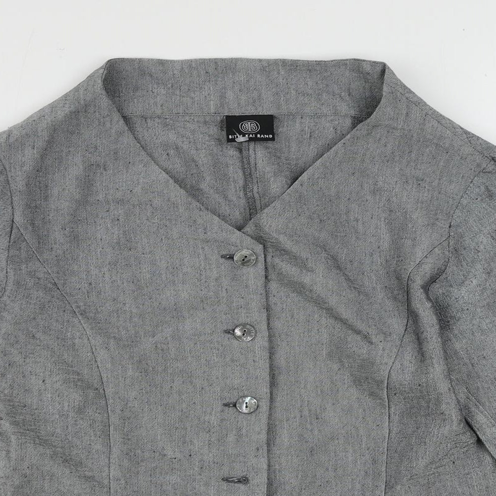 Bitte Kai Rand Womens Grey Jacket Blazer Size 12 Button