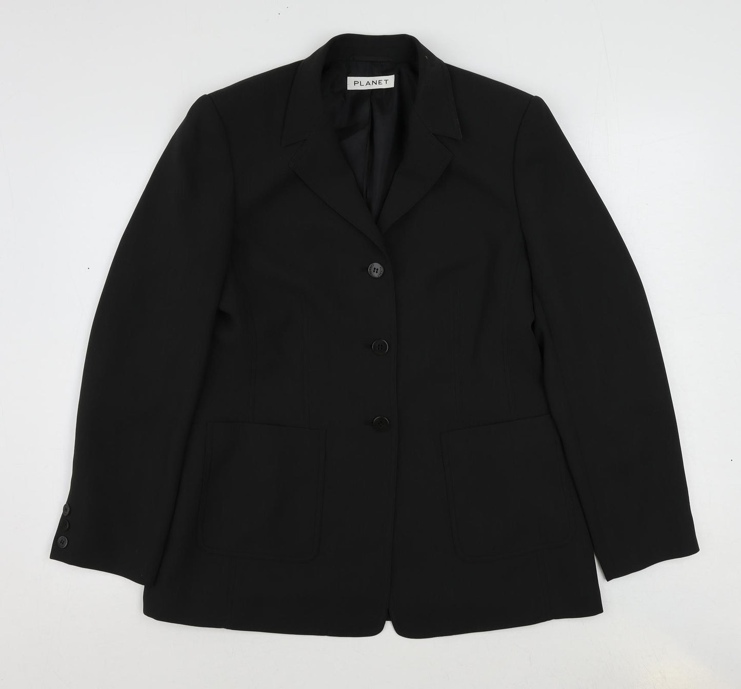 Planet Womens Black Jacket Blazer Size 12 Button