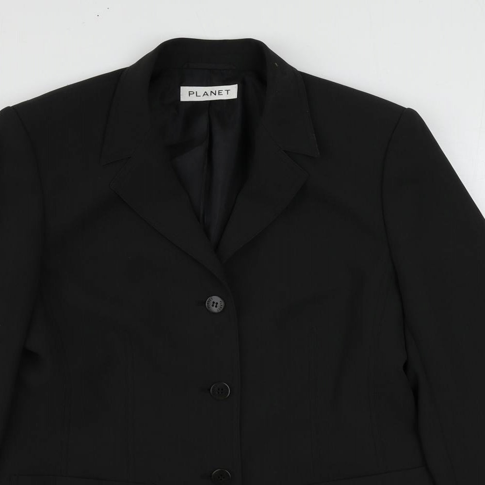 Planet Womens Black Jacket Blazer Size 12 Button