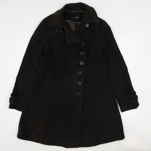 NEXT Womens Brown Overcoat Coat Size 14 Button
