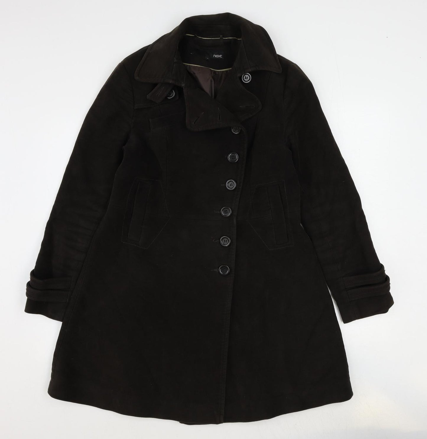 NEXT Womens Brown Overcoat Coat Size 14 Button