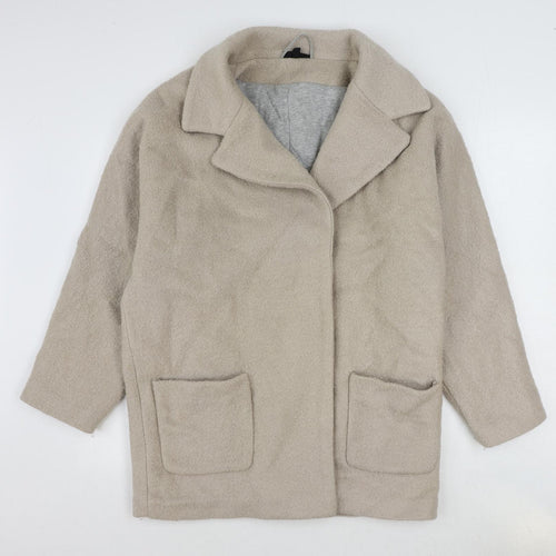Topshop Womens Beige Overcoat Coat Size 6 Snap
