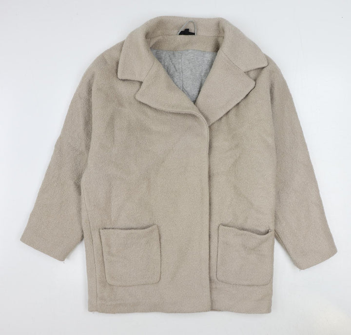 Topshop Womens Beige Overcoat Coat Size 6 Snap