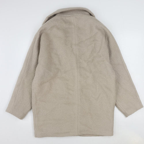 Topshop Womens Beige Overcoat Coat Size 6 Snap