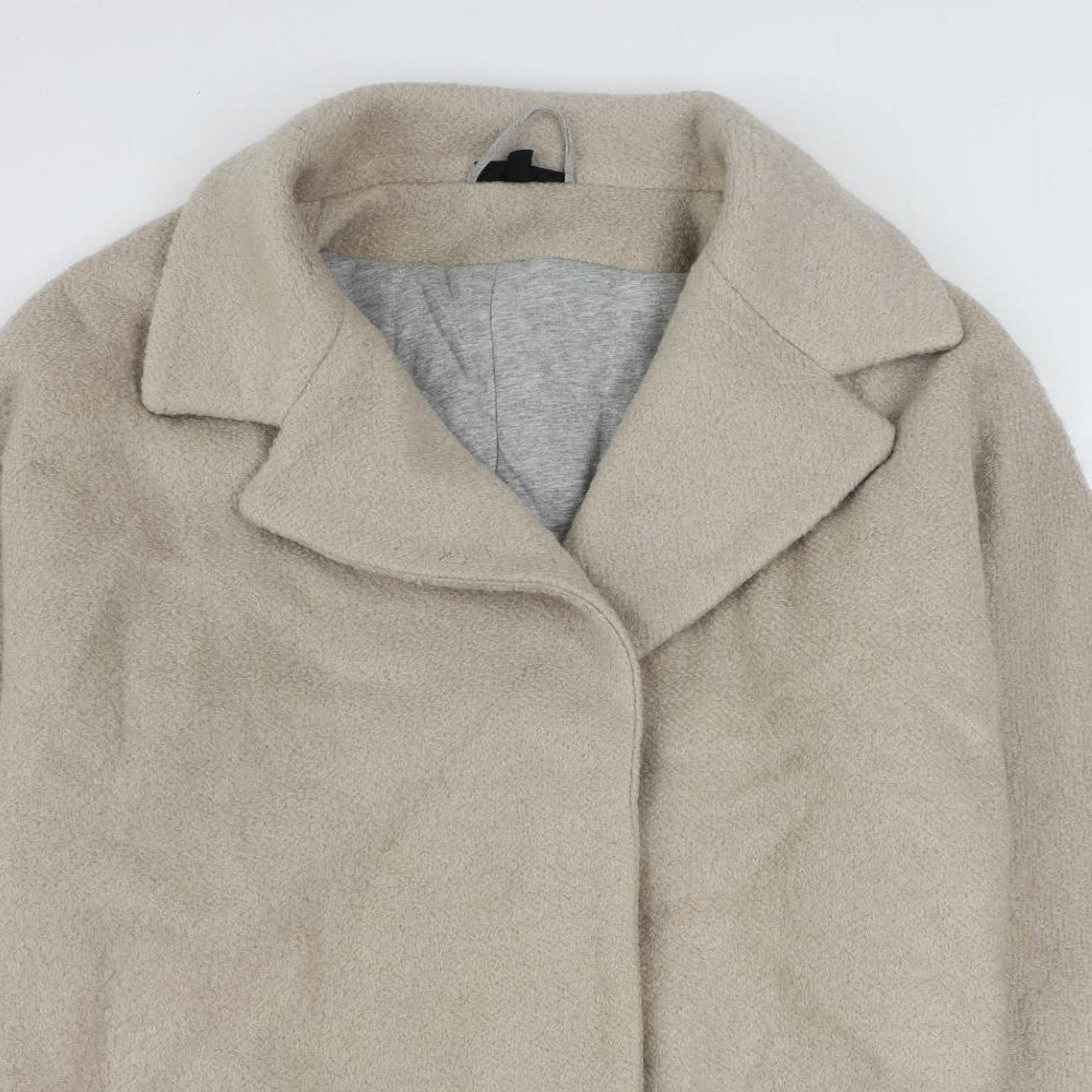 Topshop Womens Beige Overcoat Coat Size 6 Snap