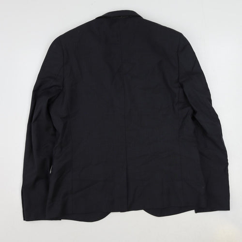 Topman Mens Blue Wool Jacket Suit Jacket Size 44 Regular