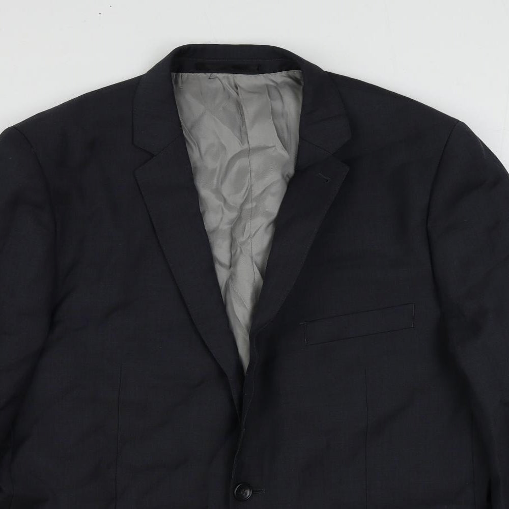Topman Mens Blue Wool Jacket Suit Jacket Size 44 Regular