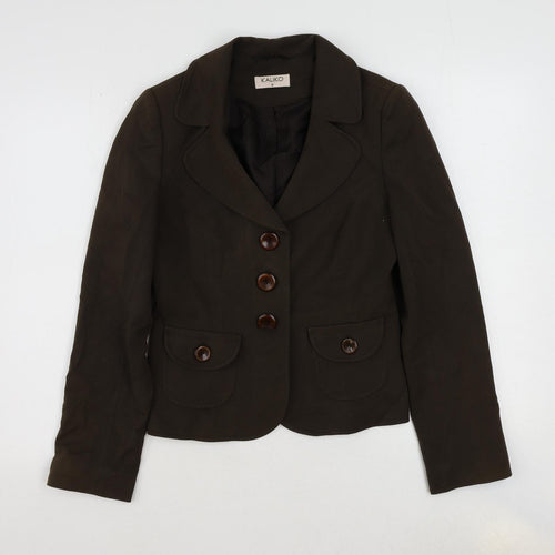 Kaliko Womens Brown Polyester Jacket Blazer Size 8